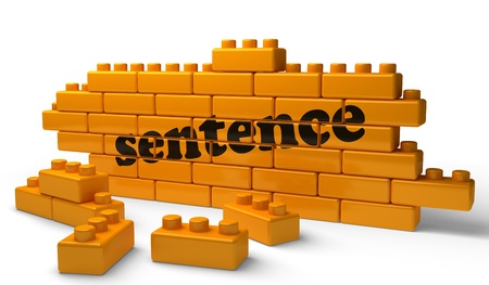 This is a graphic of an orange wall made of large lego bricks. Across the wall the word "sentence" is written.