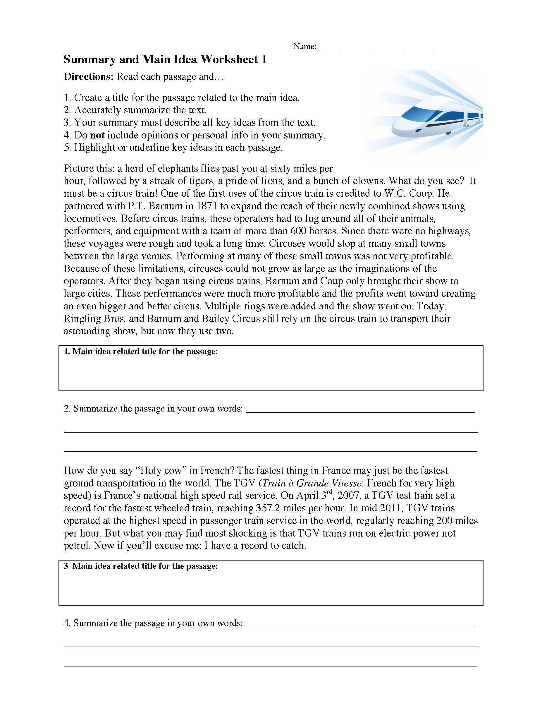 This is a preview image of Summarizing Worksheet 1. Click on it to enlarge it or view the source file.