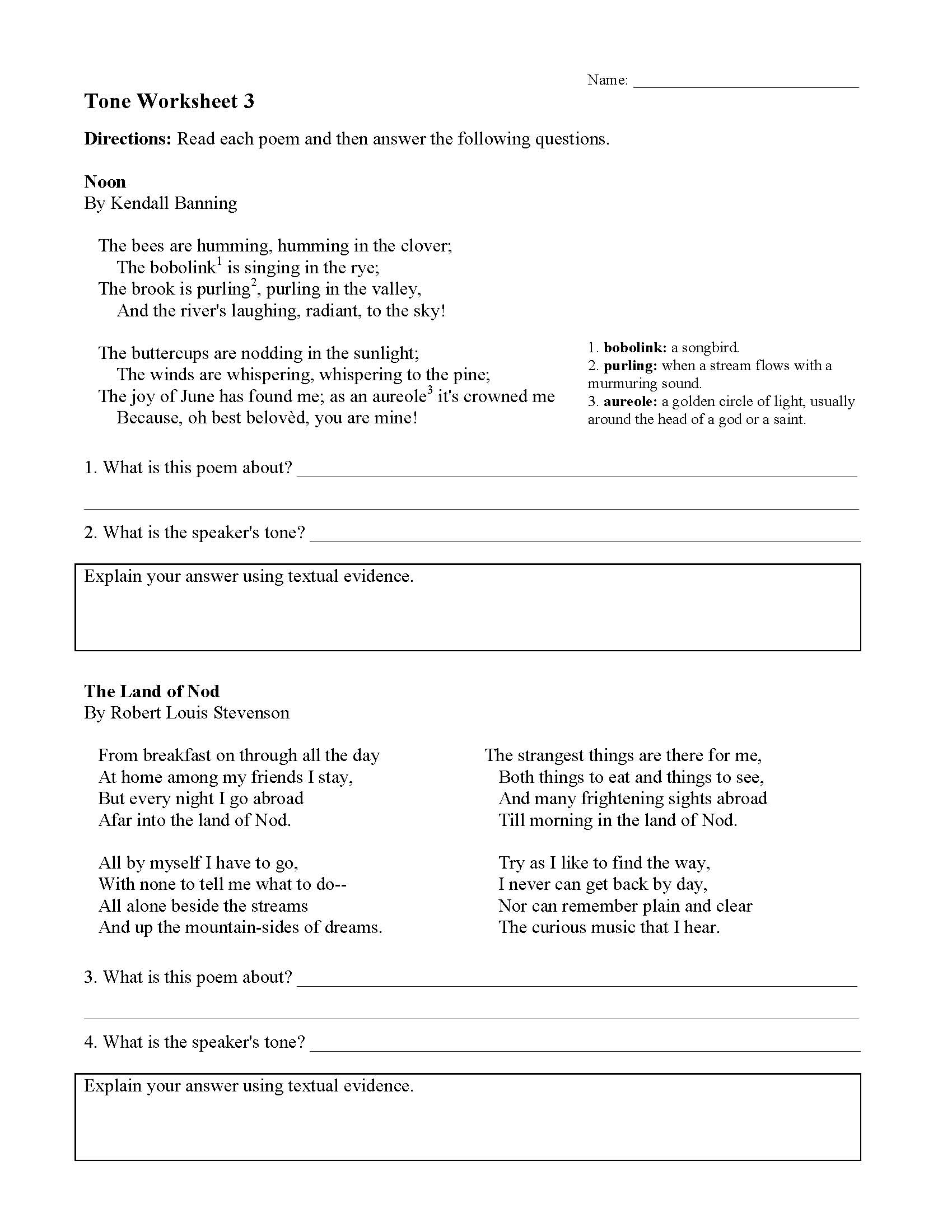 This is a preview image of Tone Worksheet 3. Click on it to enlarge it or view the source file.