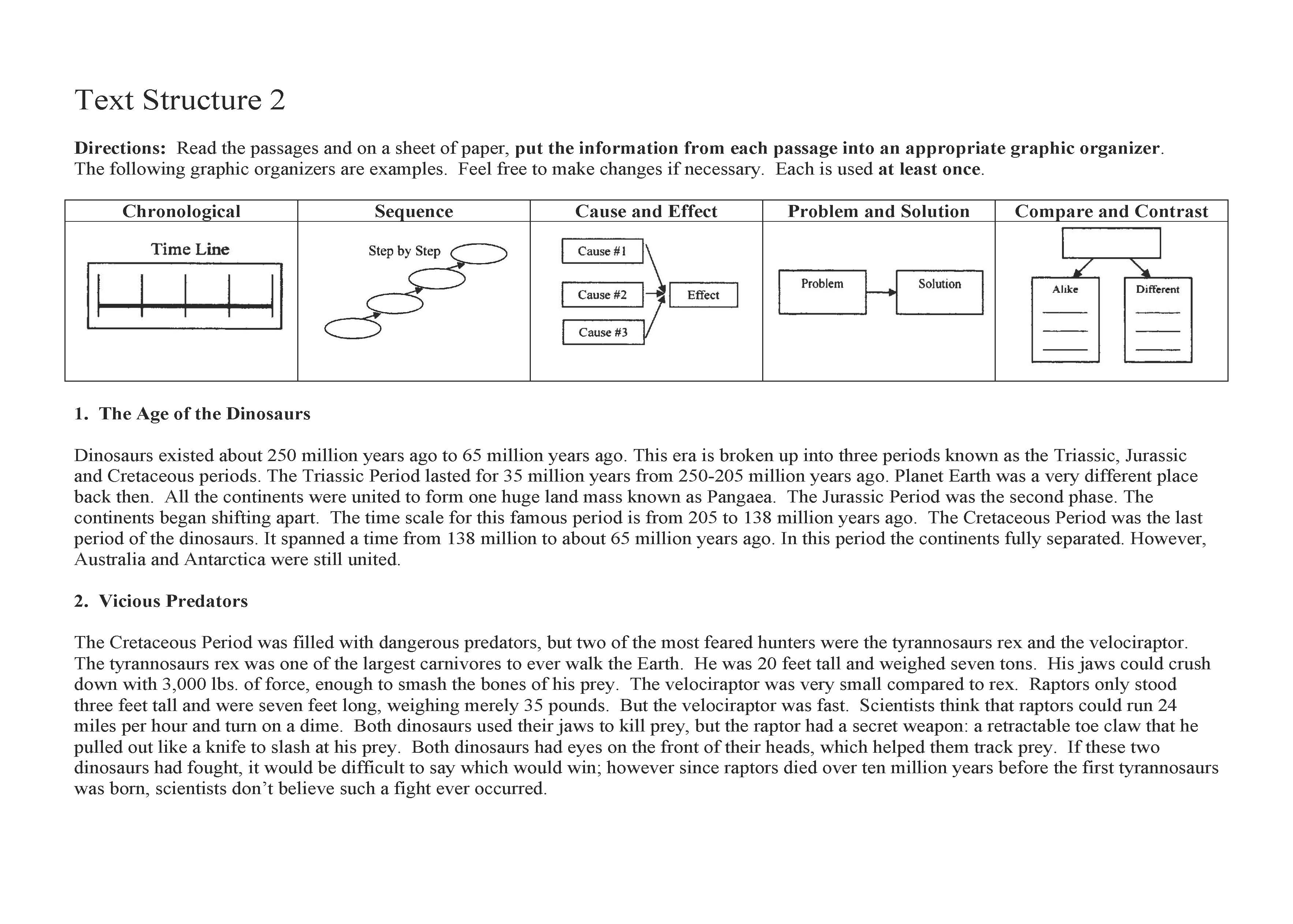 This is a preview image of Text Structure Worksheet 2. Click on it to enlarge it or view the source file.