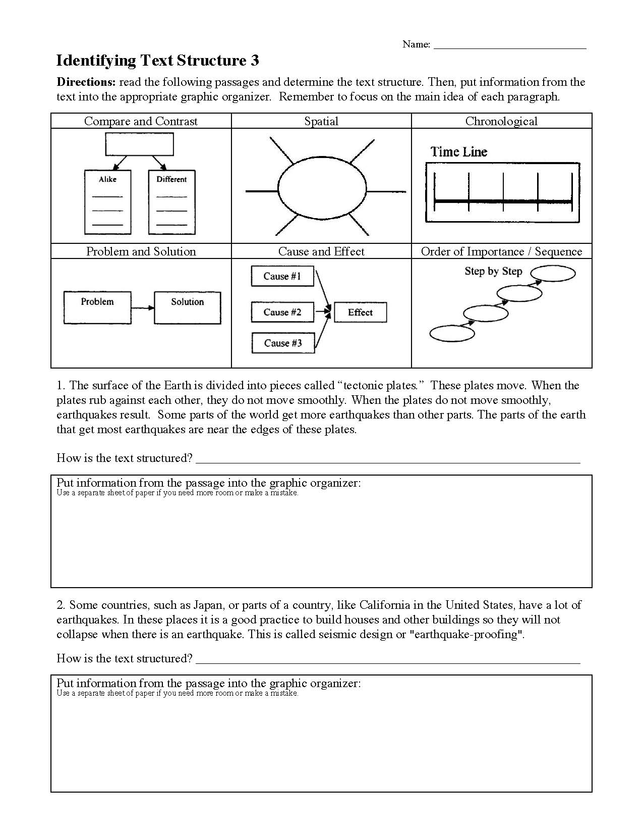 This is a preview image of Text Structure Worksheet 3. Click on it to enlarge it or view the source file.