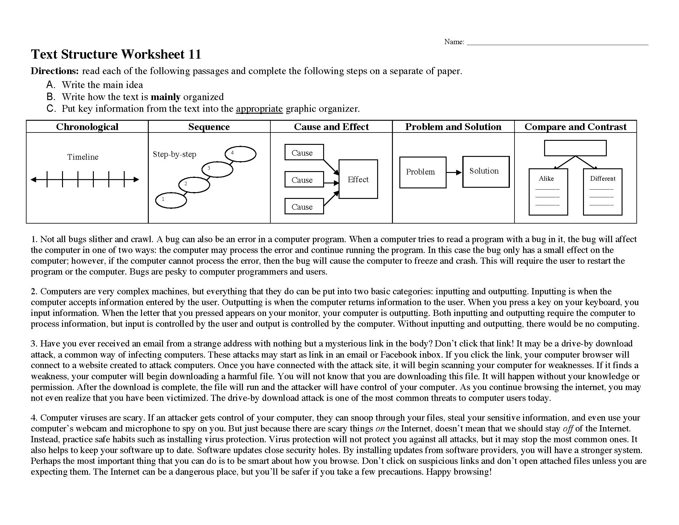 This is a preview image of Text Structure Worksheet 11. Click on it to enlarge it or view the source file.