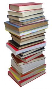 This is a stack of books. It is meant to represent the many resources that are required to tackle these persuasive essay topics.