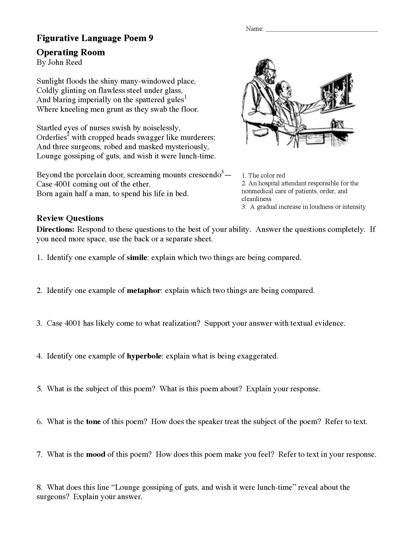 poetry worksheet 6th grade pdf