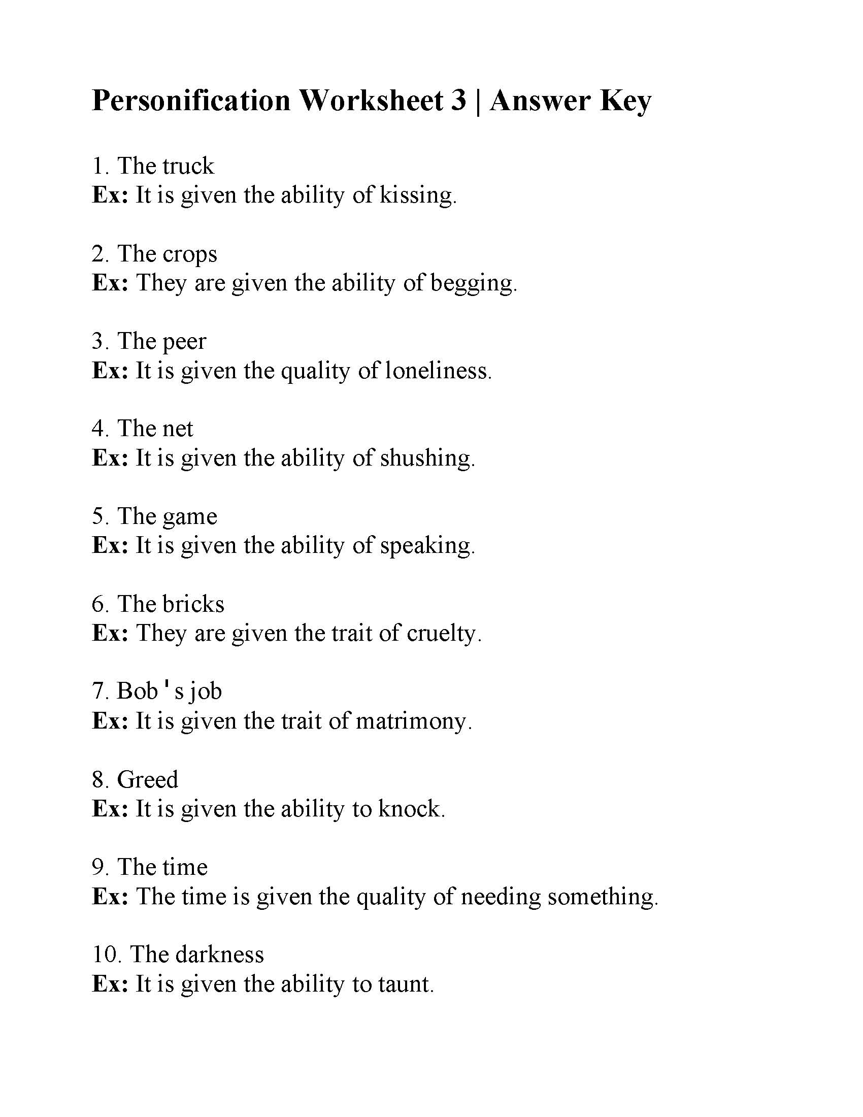 Personification Worksheet 2 Answers Pertaining To Personification Worksheets 6th Grade Personification Worksheet 2 Answers Pertaining To Personification Worksheets 6th Grade