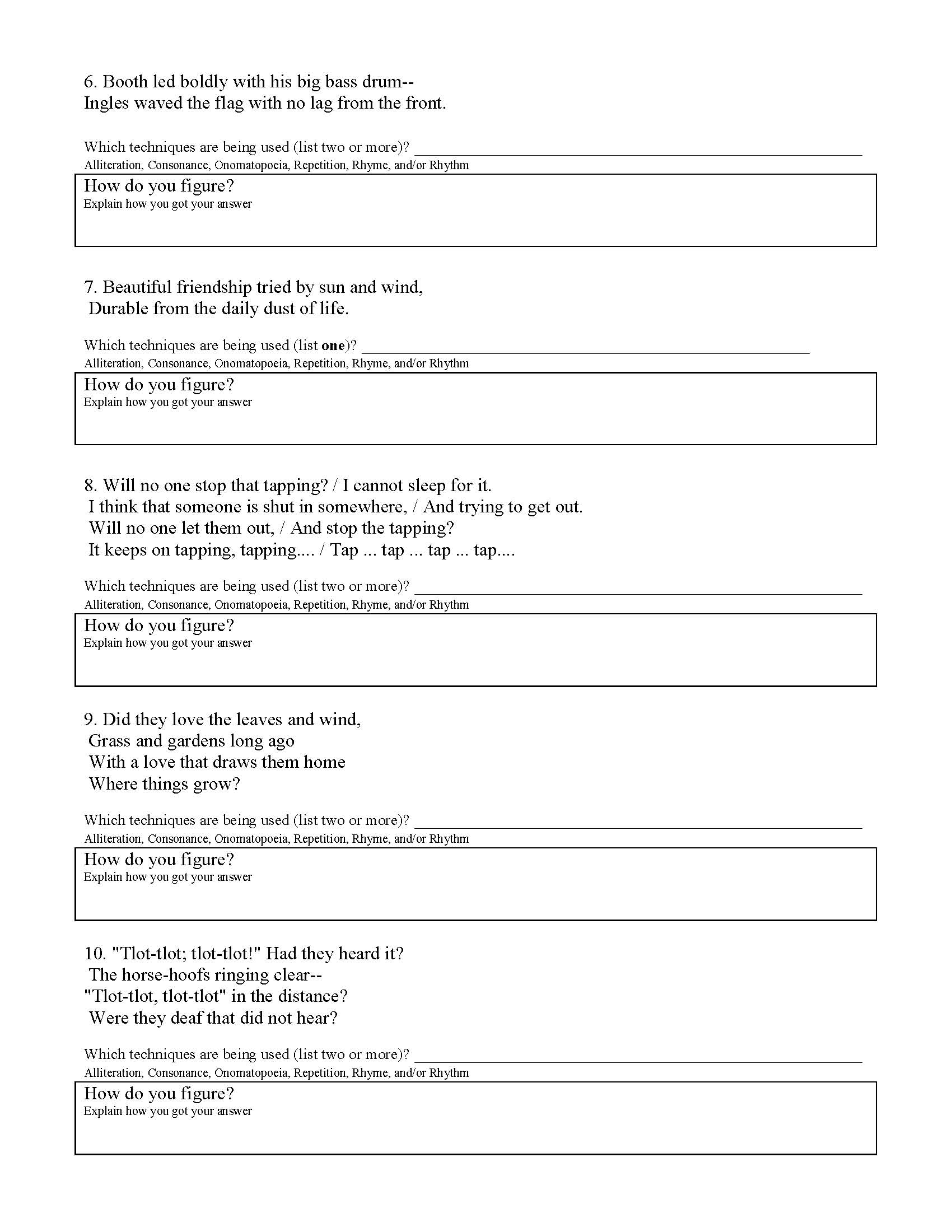 Poetic Devices Worksheet ~ 22+ images 22 poetic devices worksheet For Literary Devices Worksheet Pdf