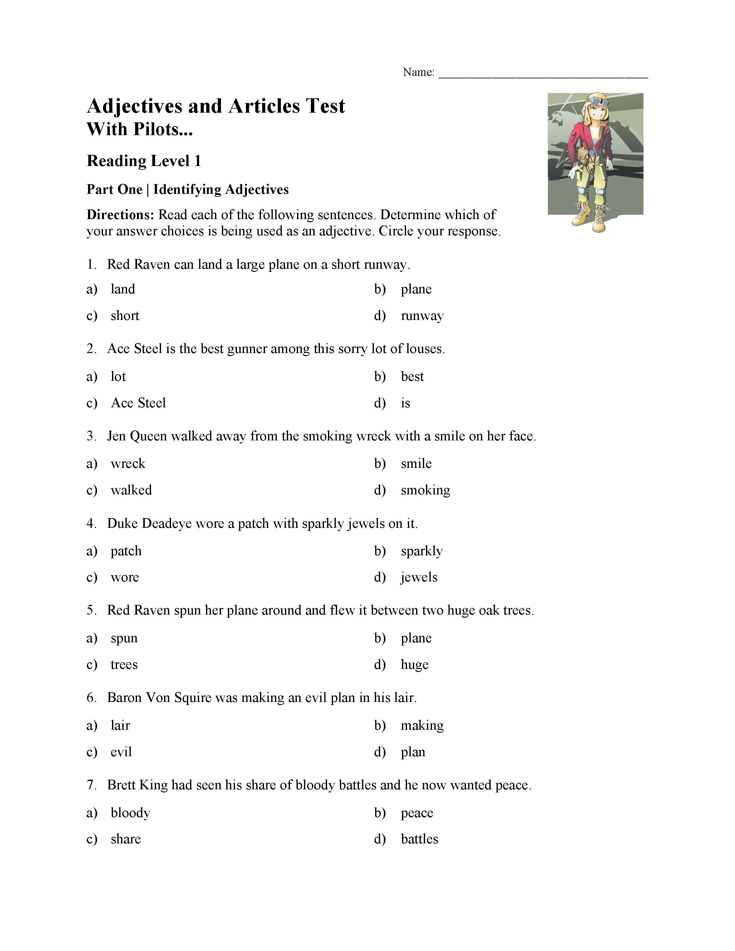 Adjectives And Articles Worksheets 5th Grade