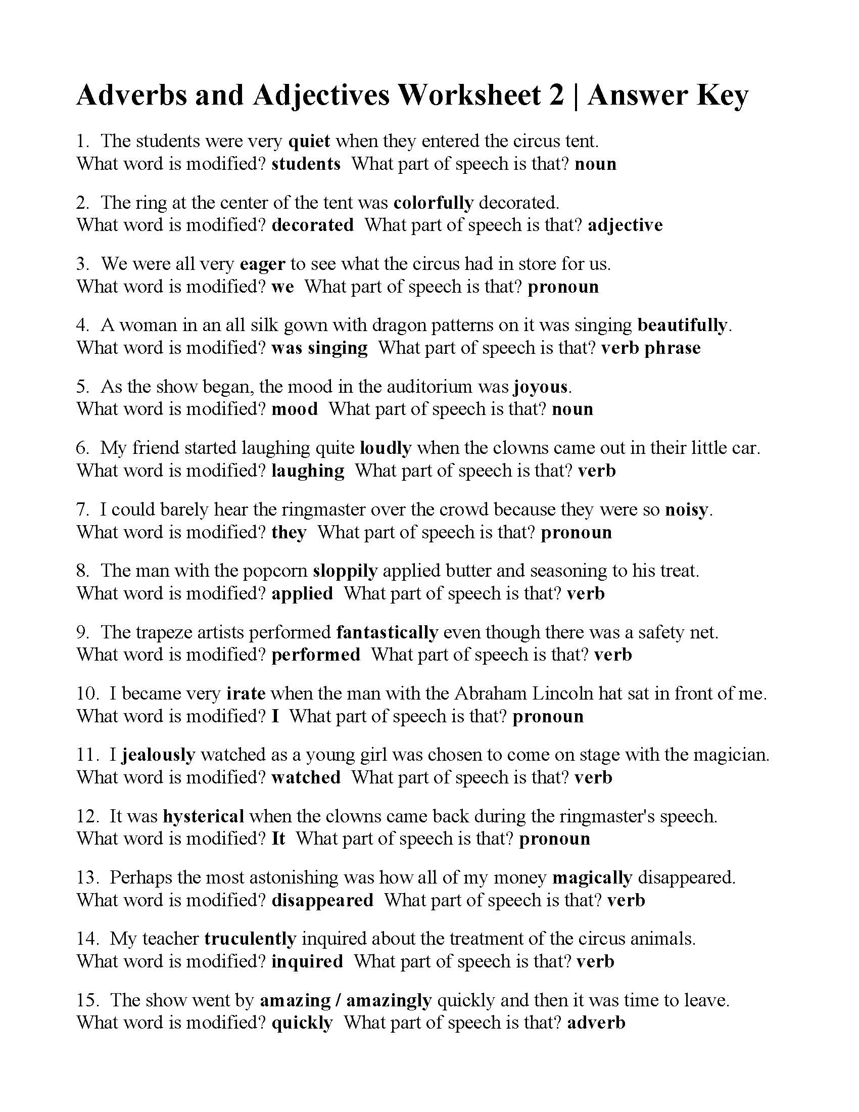 29 Adverbs And Adjectives Worksheet Free Worksheet Spreadsheet
