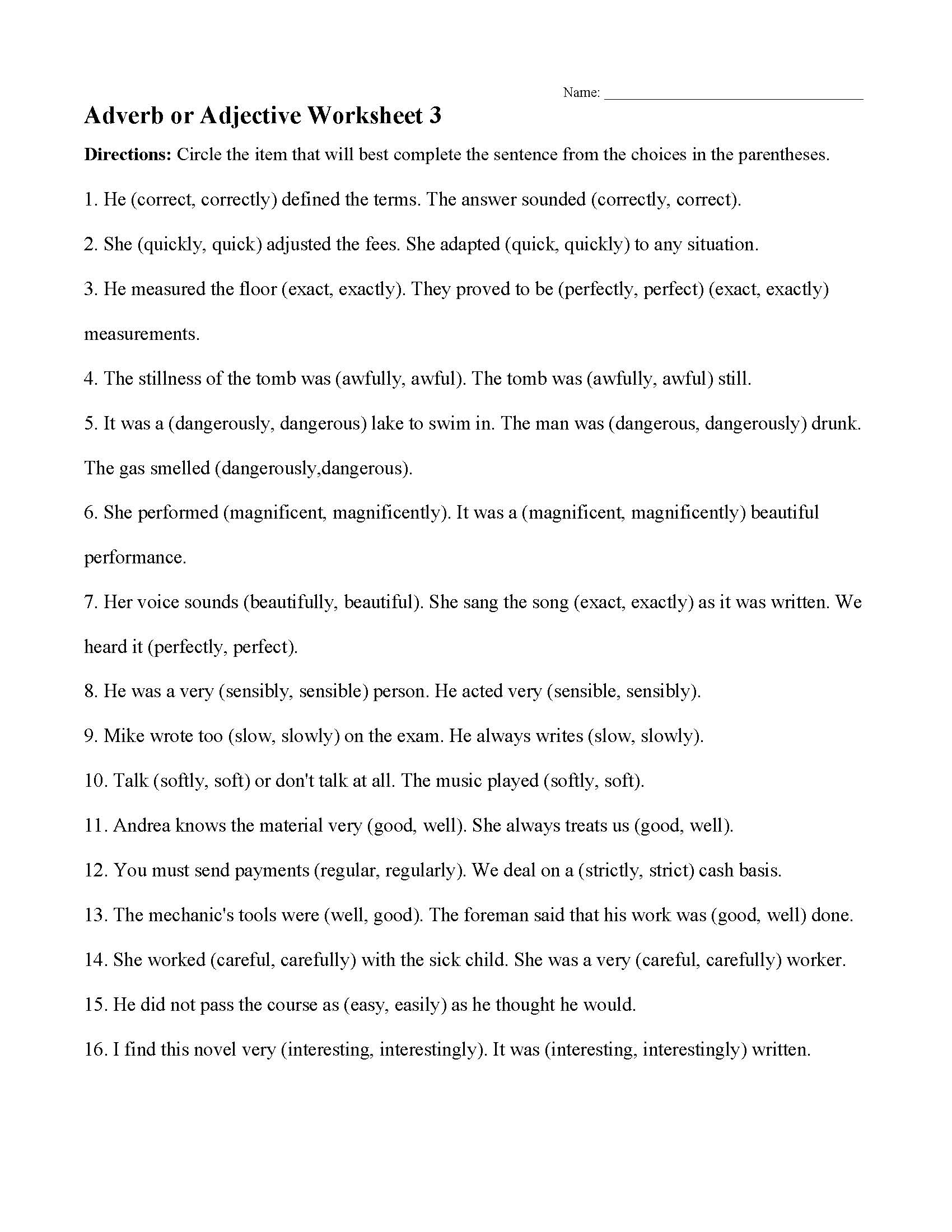 Adverbs And Adjectives Worksheet 3 Preview