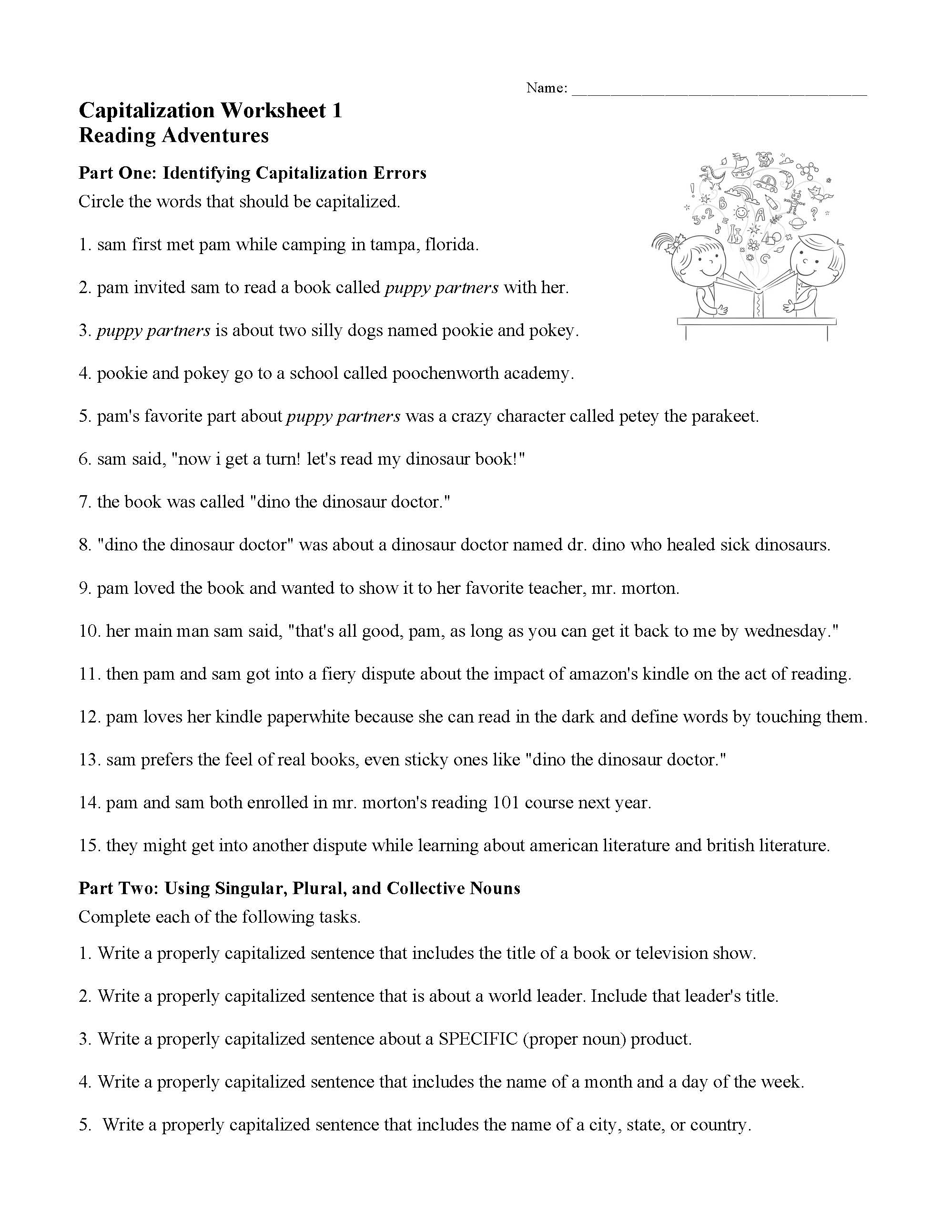 This is a preview image of Capitalization Worksheet 1. Click on it to enlarge it or view the source file.
