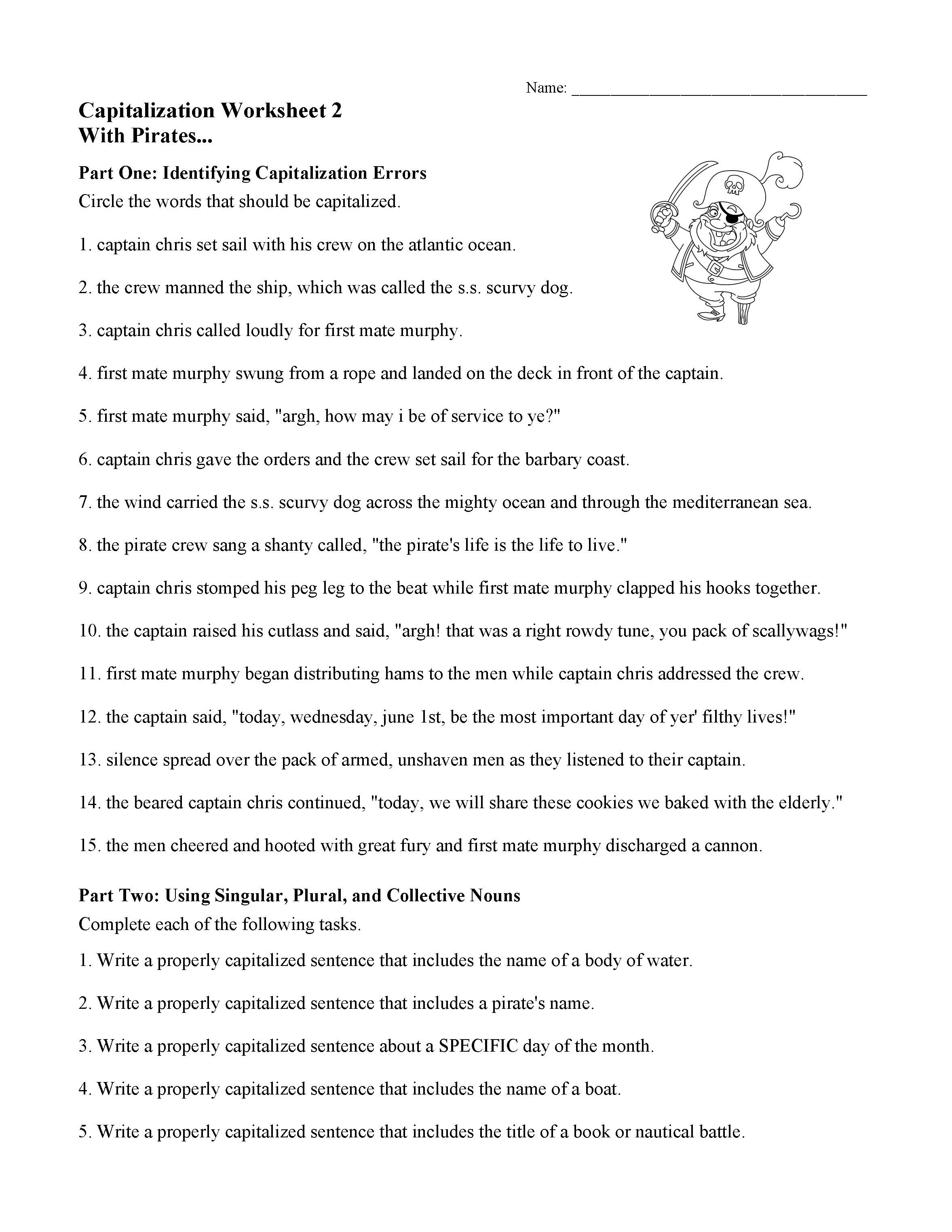 This is a preview image of Capitalization Worksheet 2. Click on it to enlarge it or view the source file.