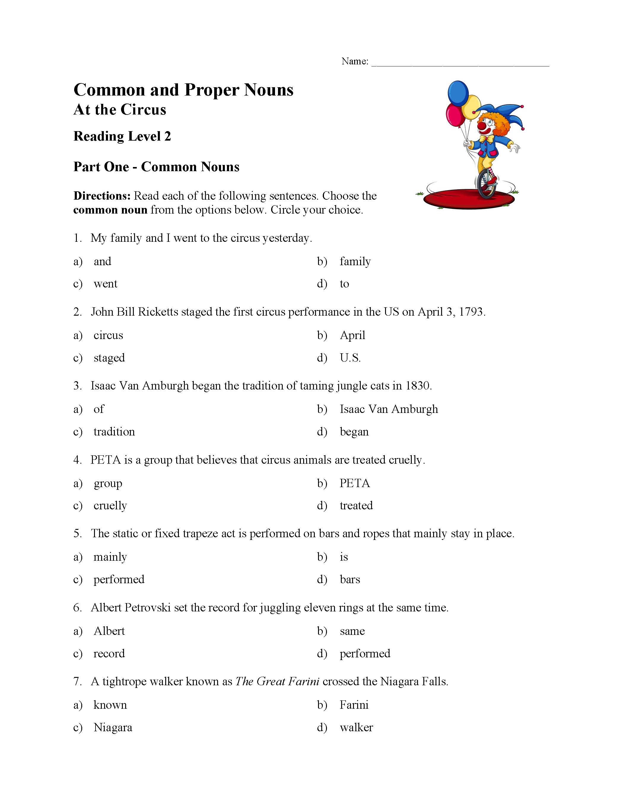 worksheet-on-common-nouns