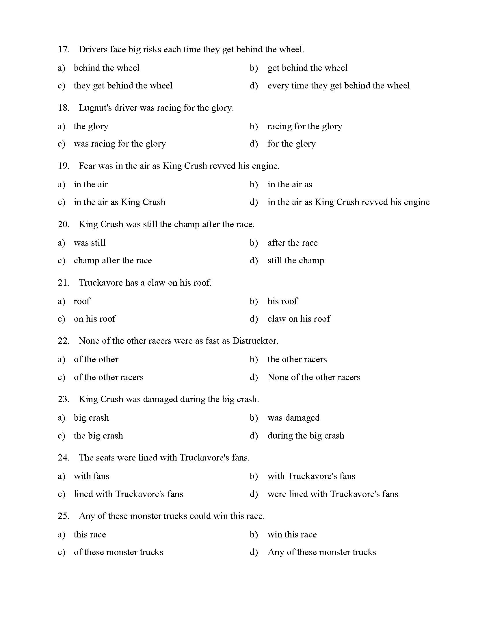 Prepositional Phrases Worksheets