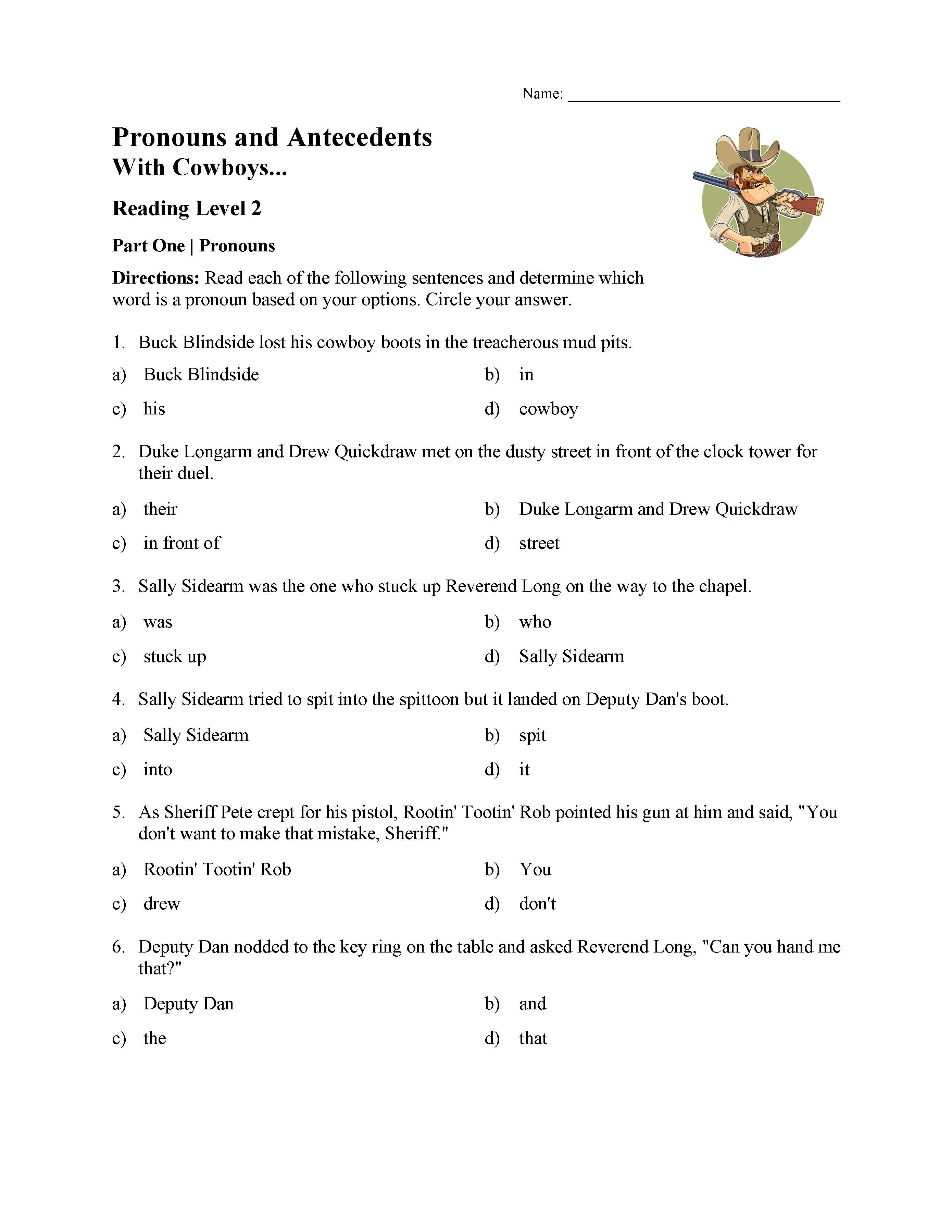 Personal Pronouns And Antecedents Worksheets