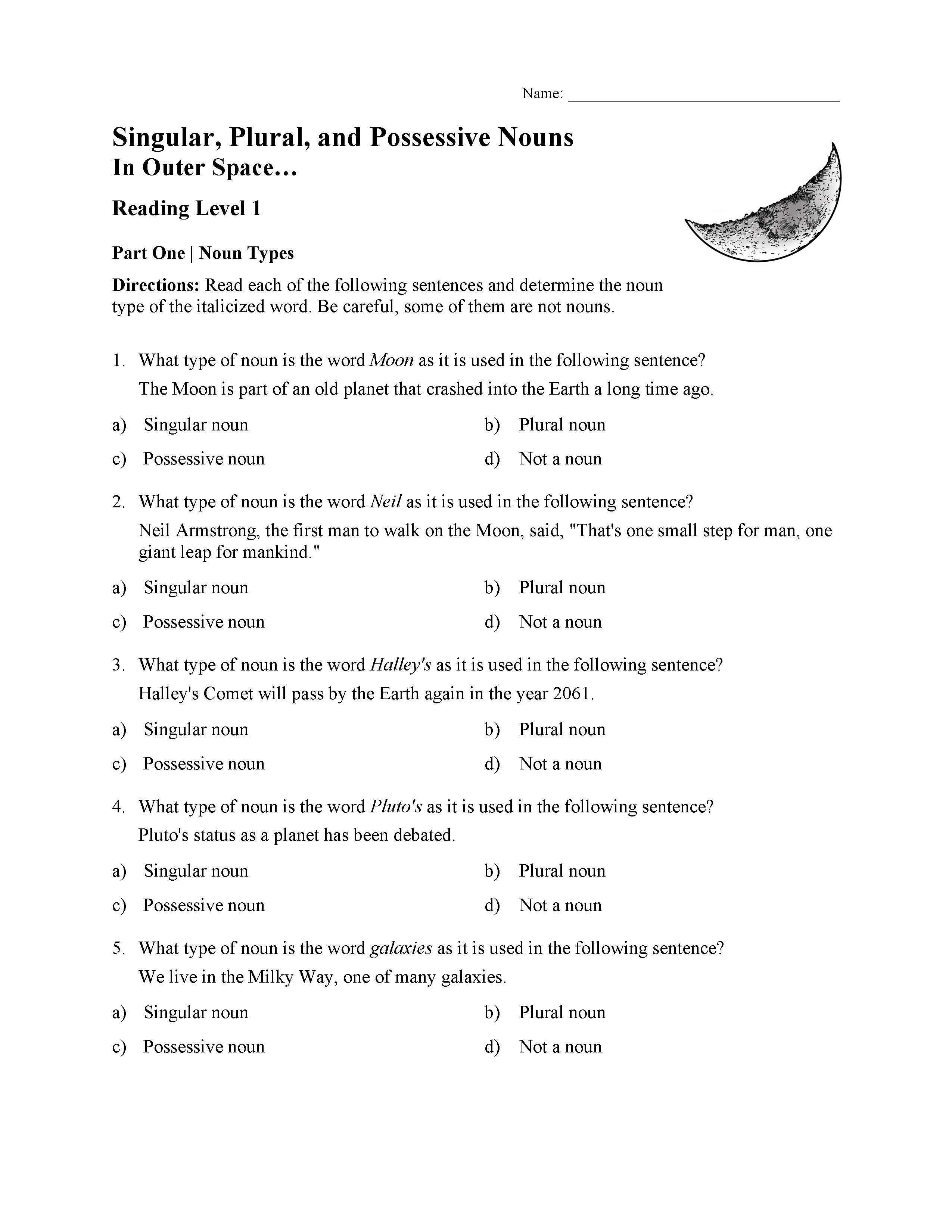 singular plural and possessive nouns test 2 reading level 1 preview