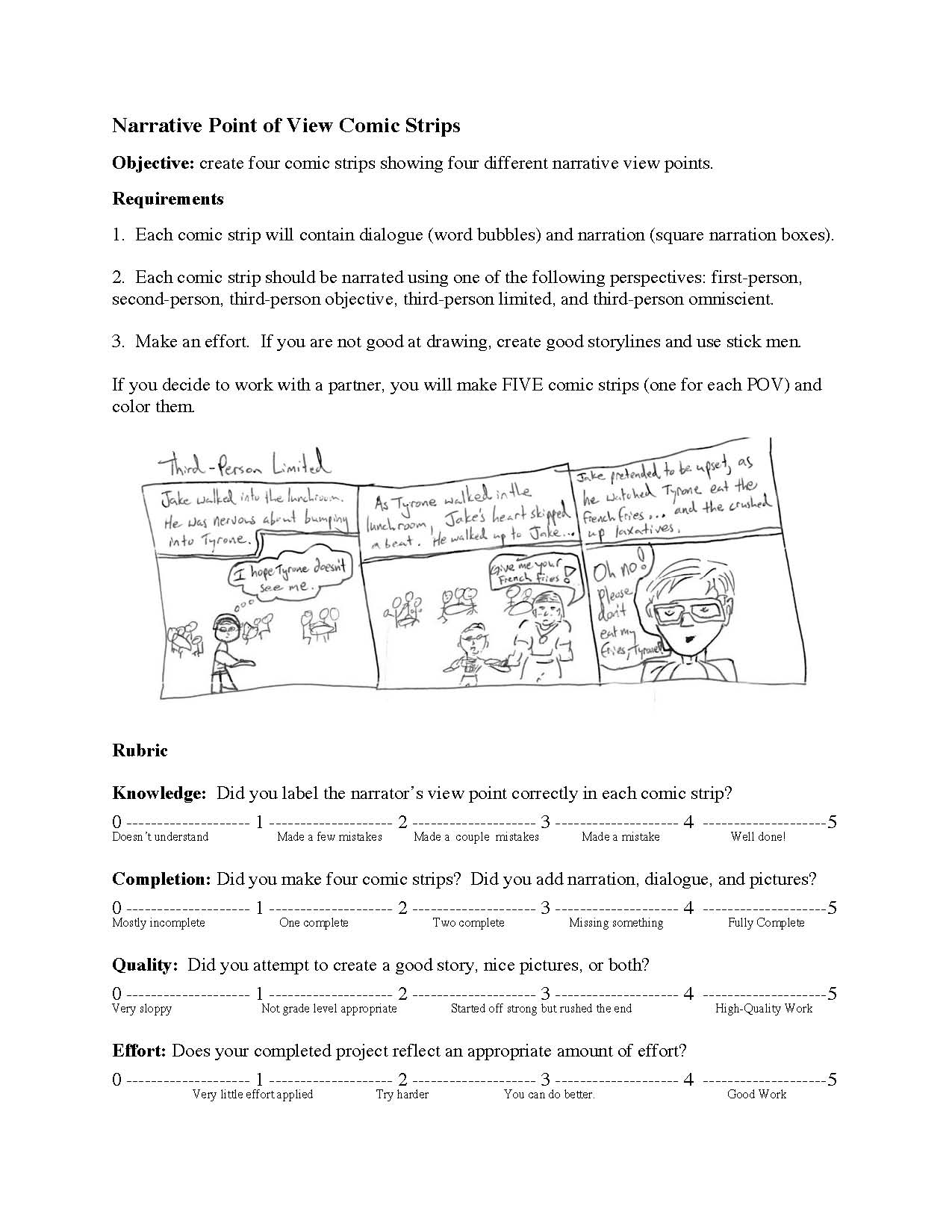 This is a preview image of Point of View Comic Strip Project. Click on it to enlarge it or view the source file.