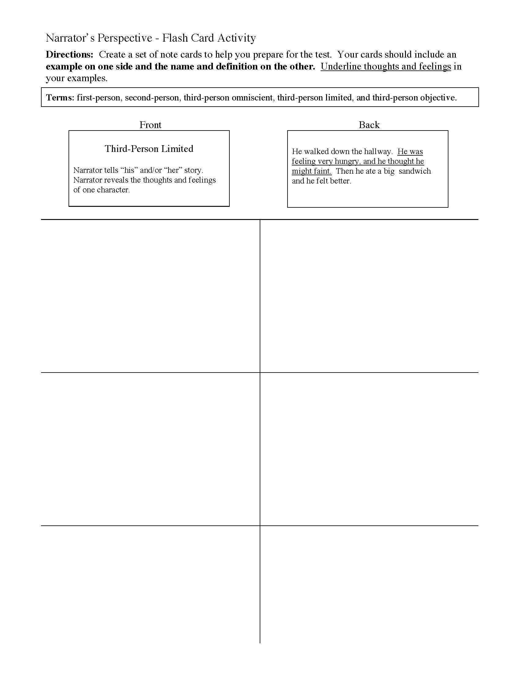 This is a preview image of Point of View Flash Cards Project. Click on it to enlarge it or view the source file.