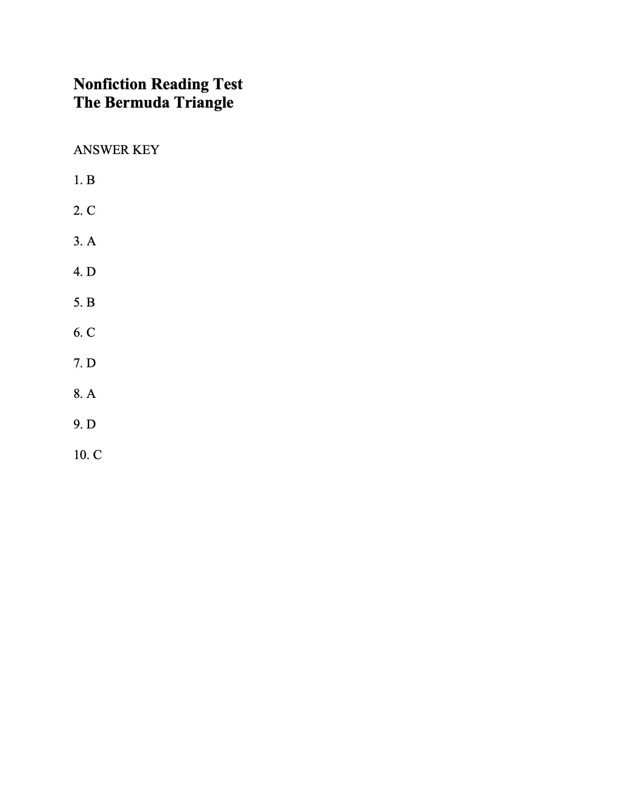 The Bermuda Triangle Nonfiction Reading Activity