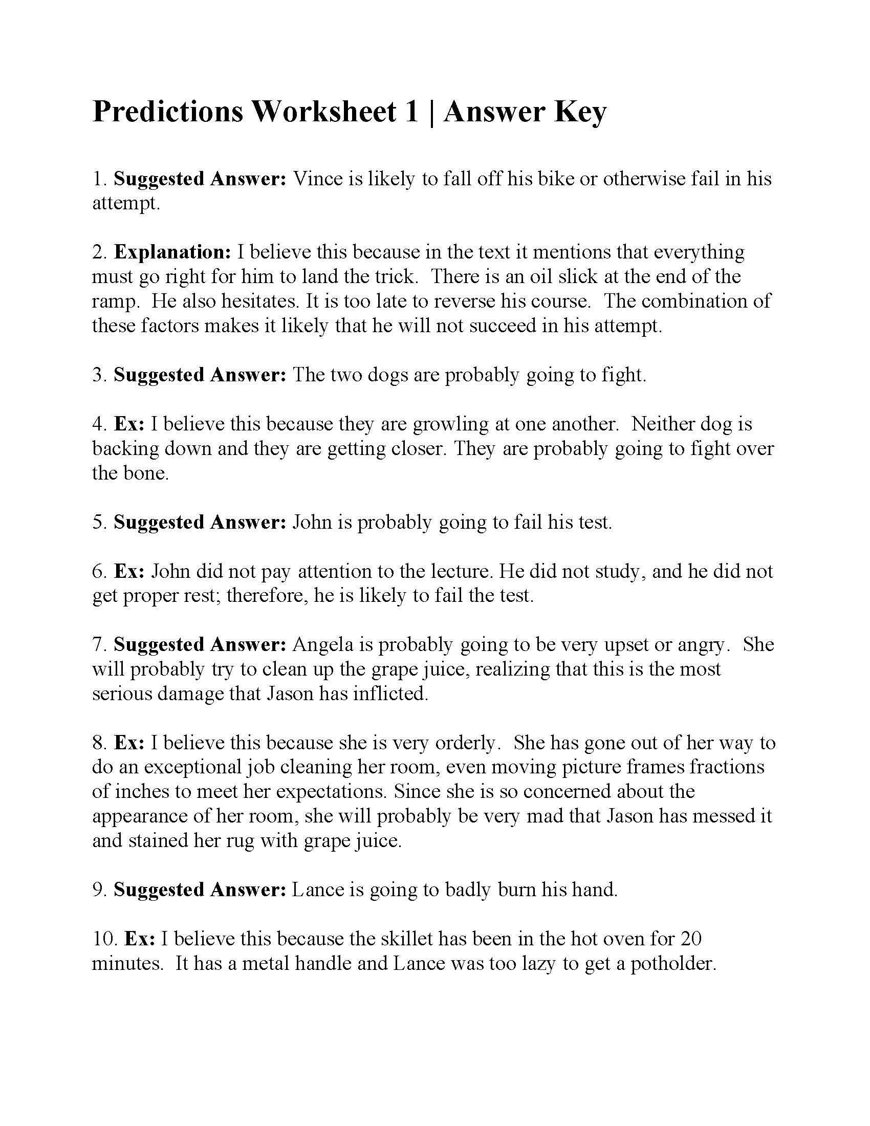 Making Predictions Worksheet 1 | Reading Activity