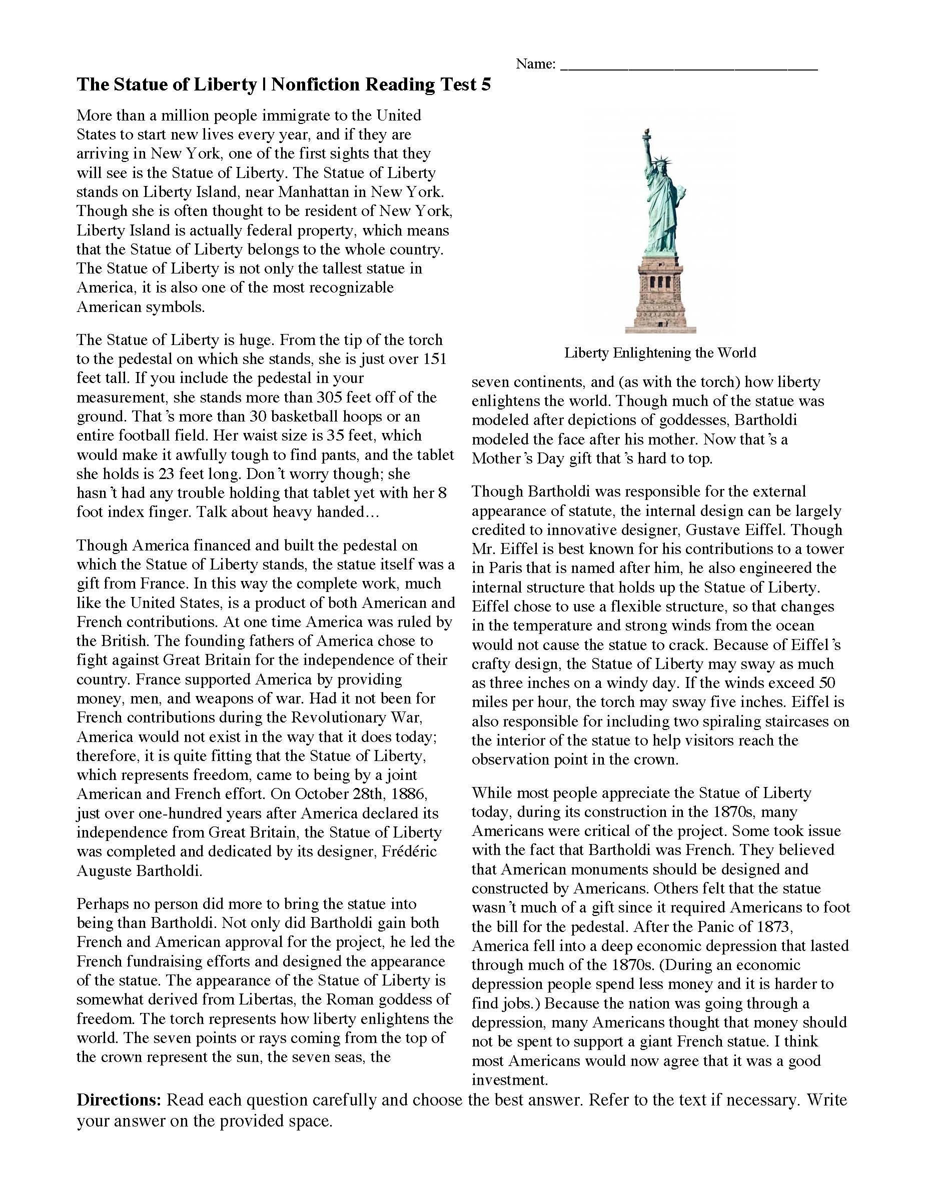 statue of liberty essay in english