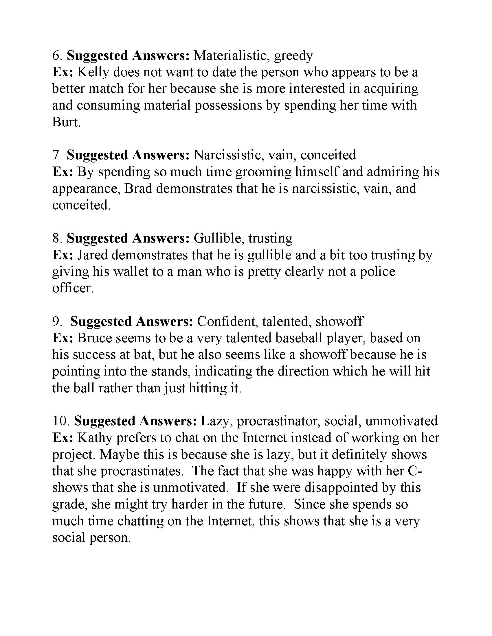 Reading Worksheet Characterization - A Worksheet Blog