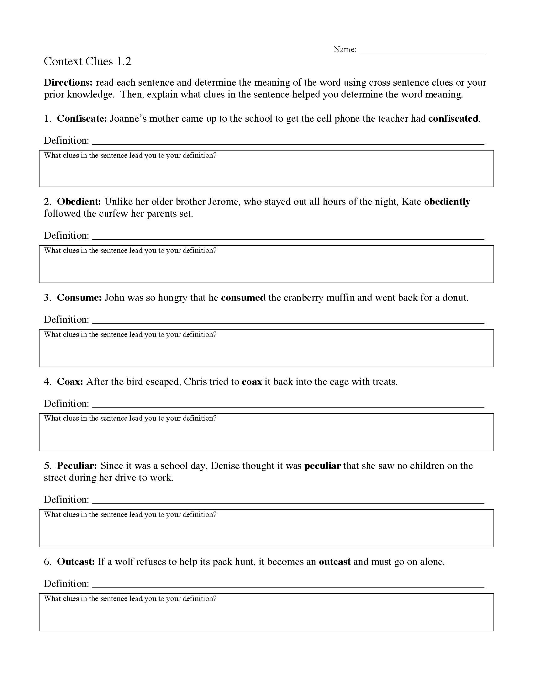 Context Clues Worksheets | Ereading Worksheets