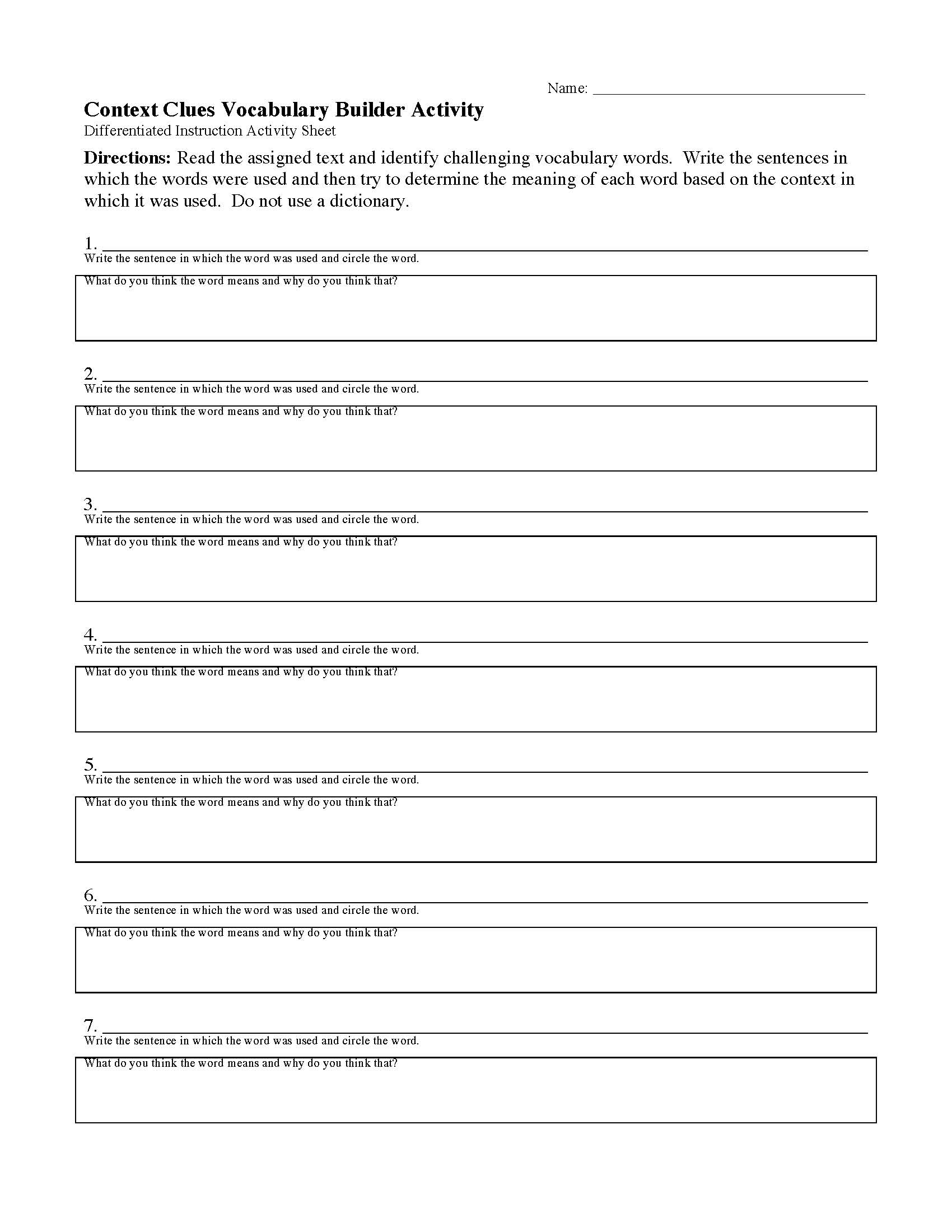 Words Meaning Determined Activity