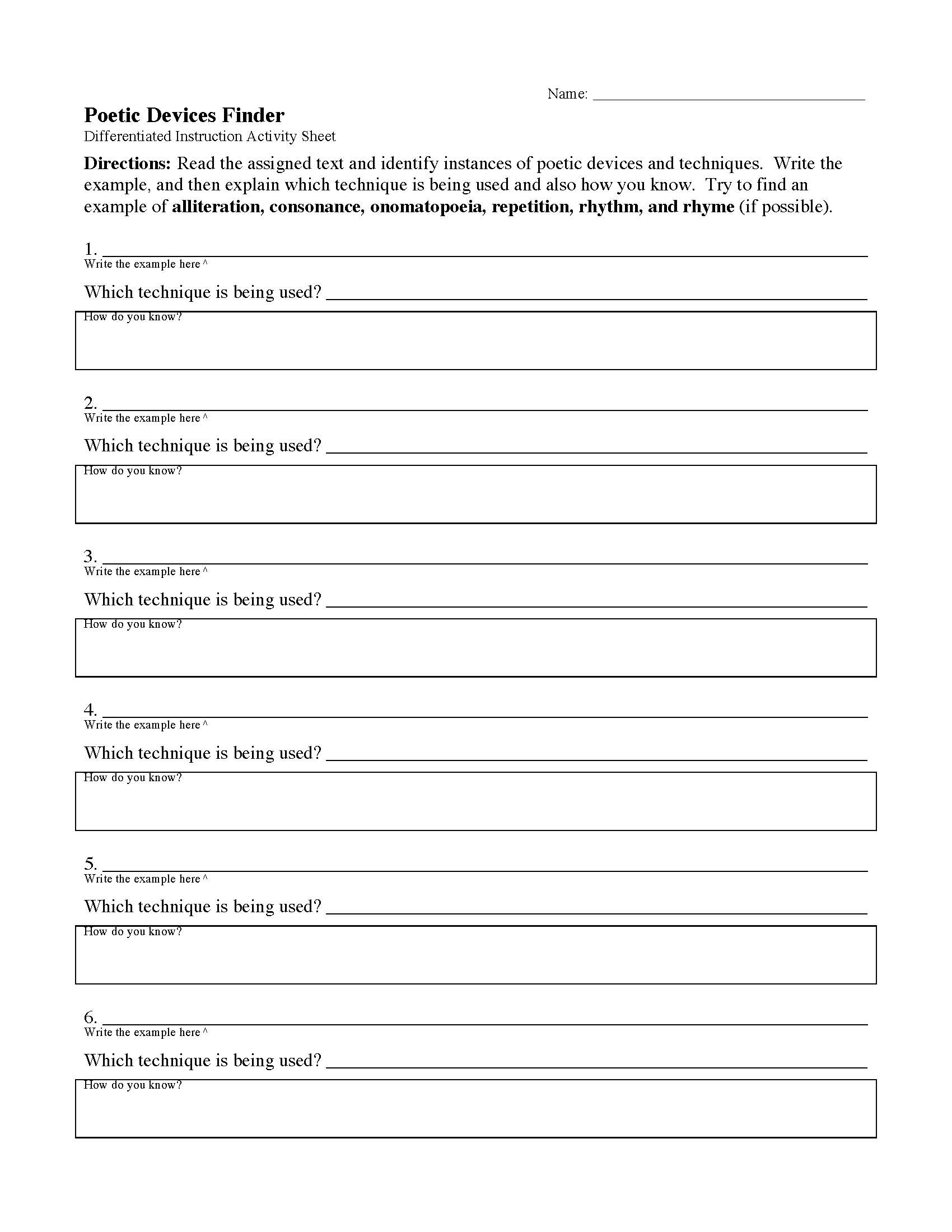 This is a preview image of Poetic Devices and Techniques Finder. Click on it to enlarge it or view the source file.
