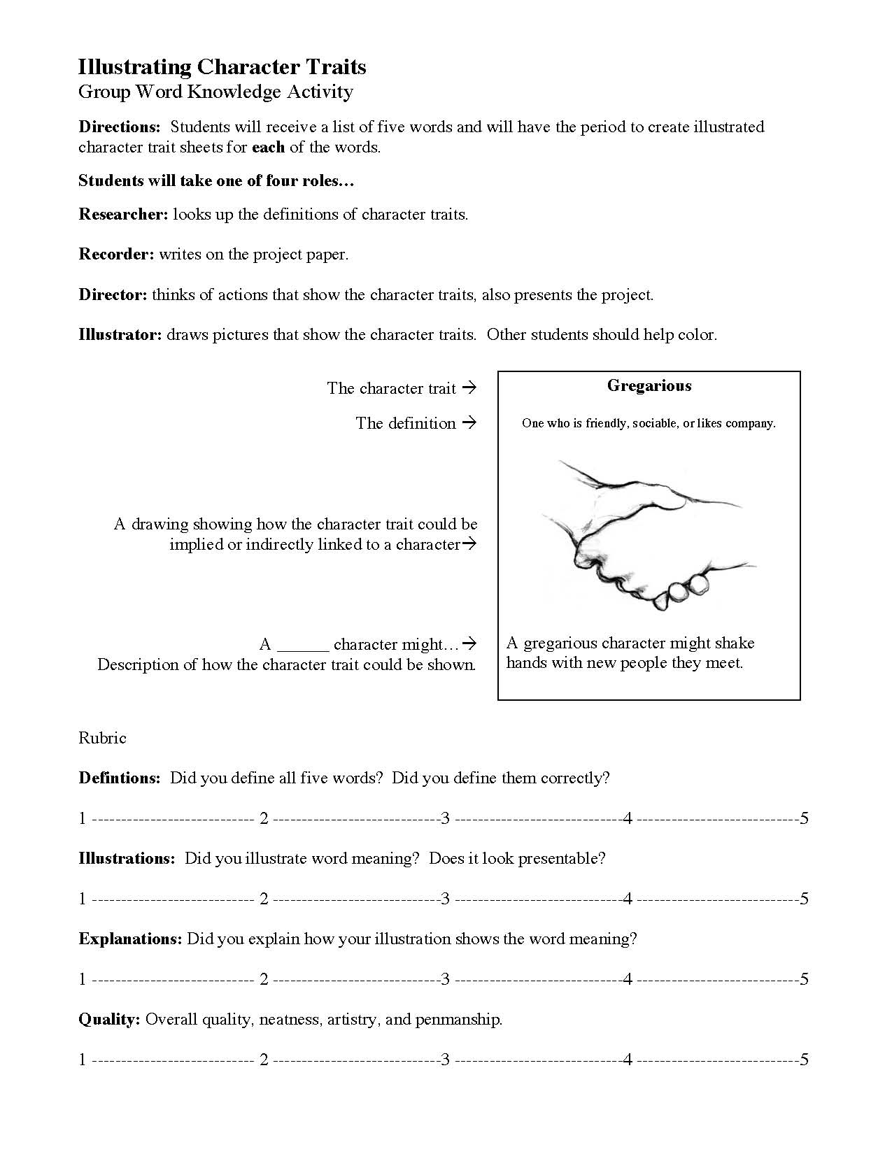 This is a preview image of Illustrating Character Traits Group Project. Click on it to enlarge it or view the source file.