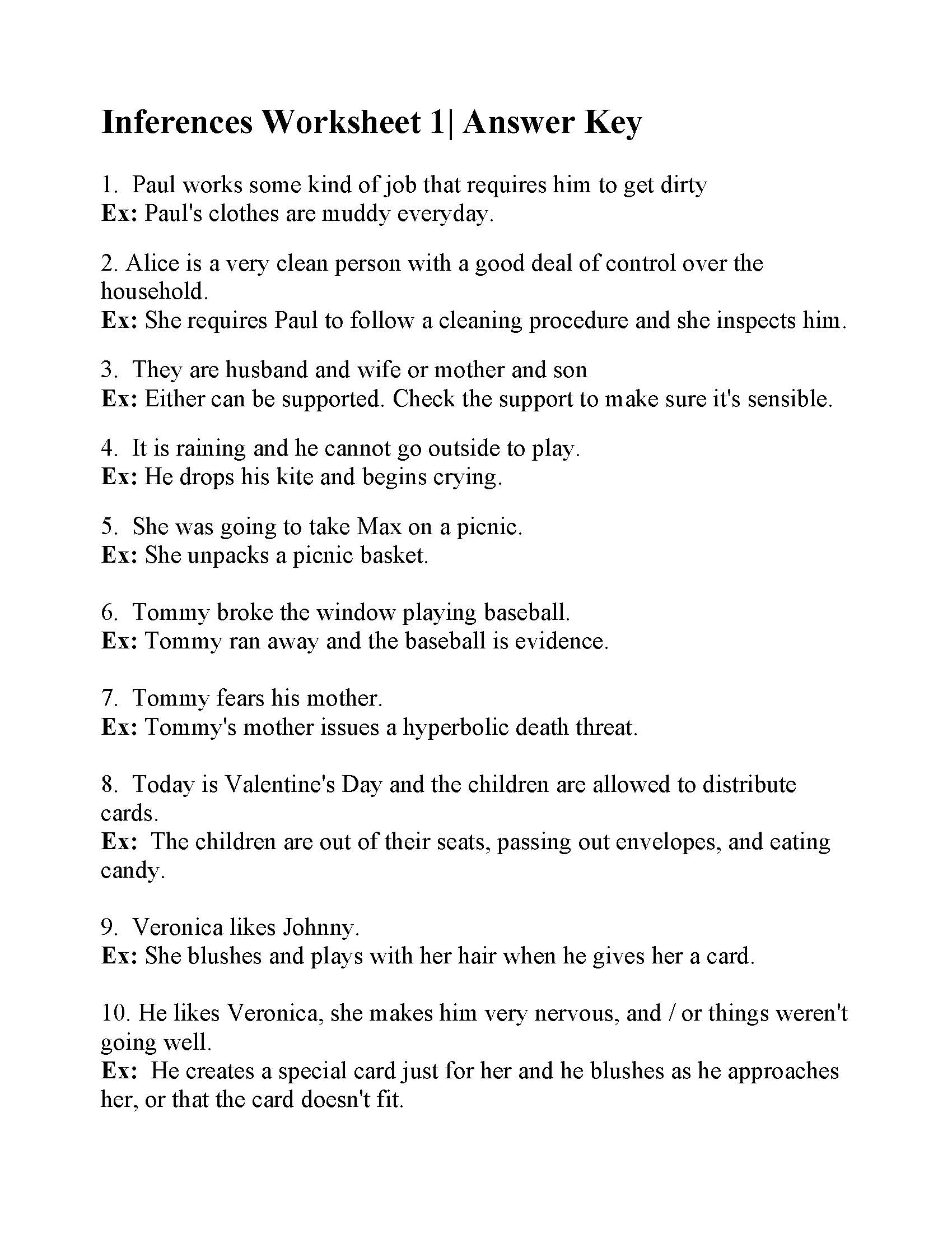 Inferences Worksheet 1 | Reading Activity