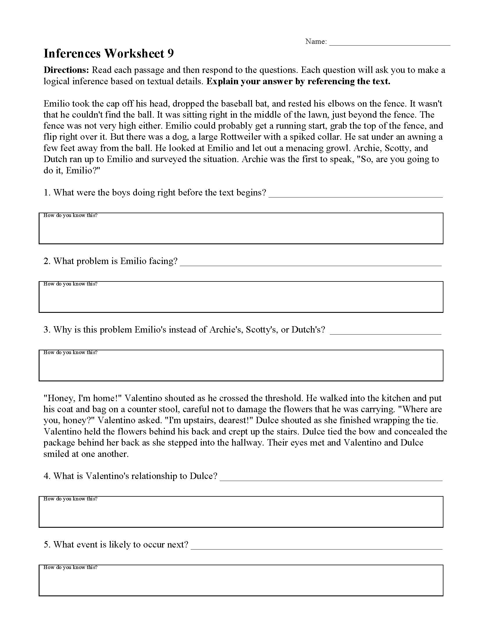 Inferences Worksheets | Reading Activities
