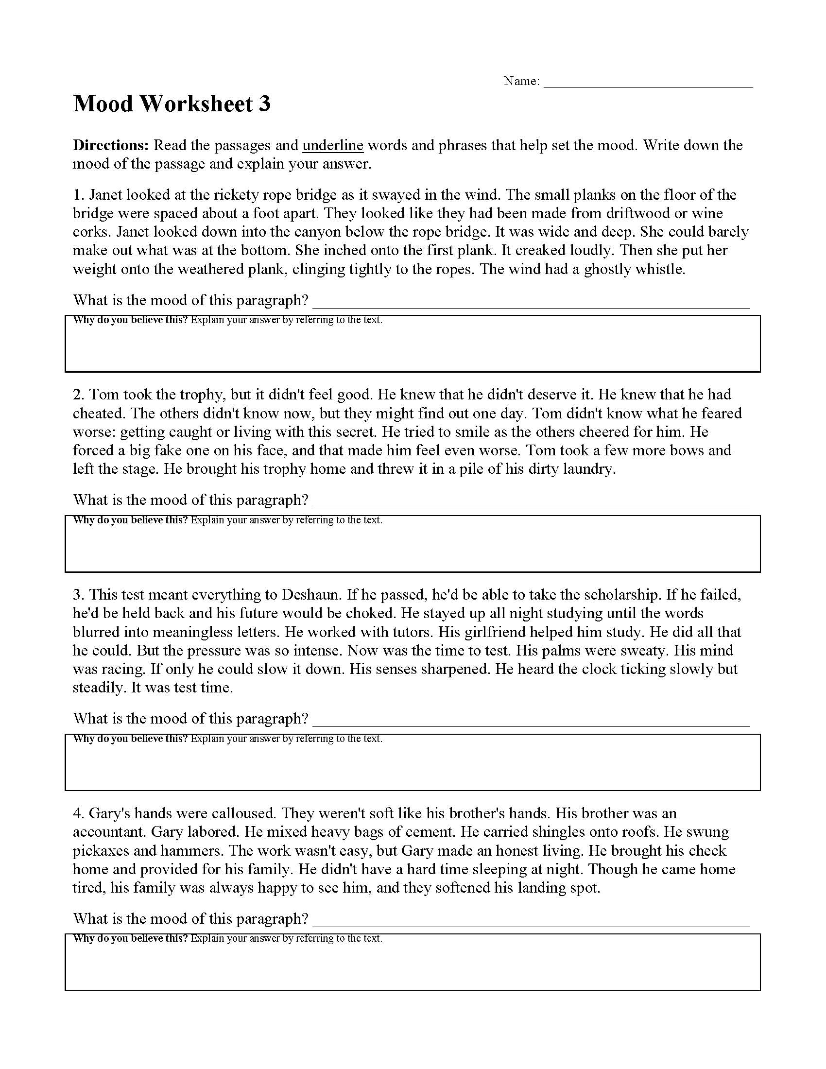 This is a preview image of Mood Worksheet 3. Click on it to enlarge it or view the source file.