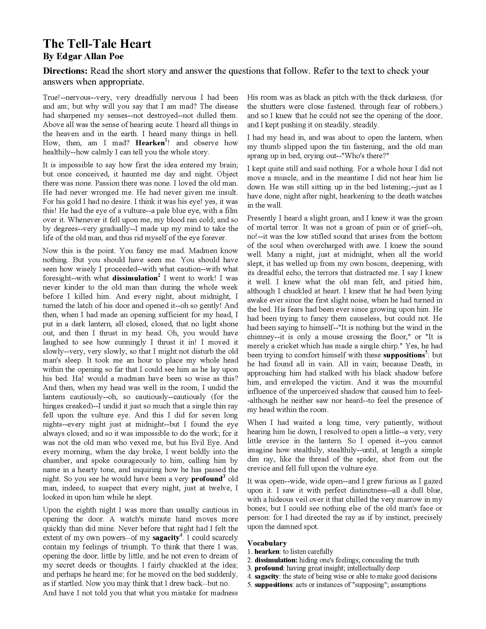  Theme Of Tell Tale Heart By Edgar Allan Poe Essay About Gothic 