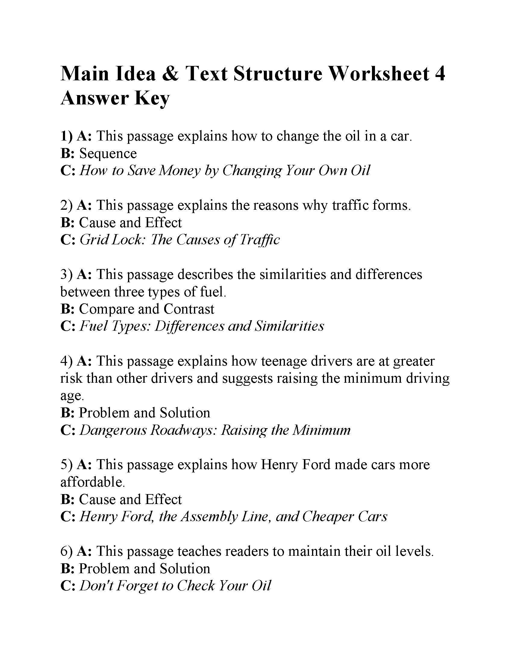 Main Idea And Text Structure Worksheet 11 - IdeaWalls Intended For Text Structure Worksheet 4th Grade