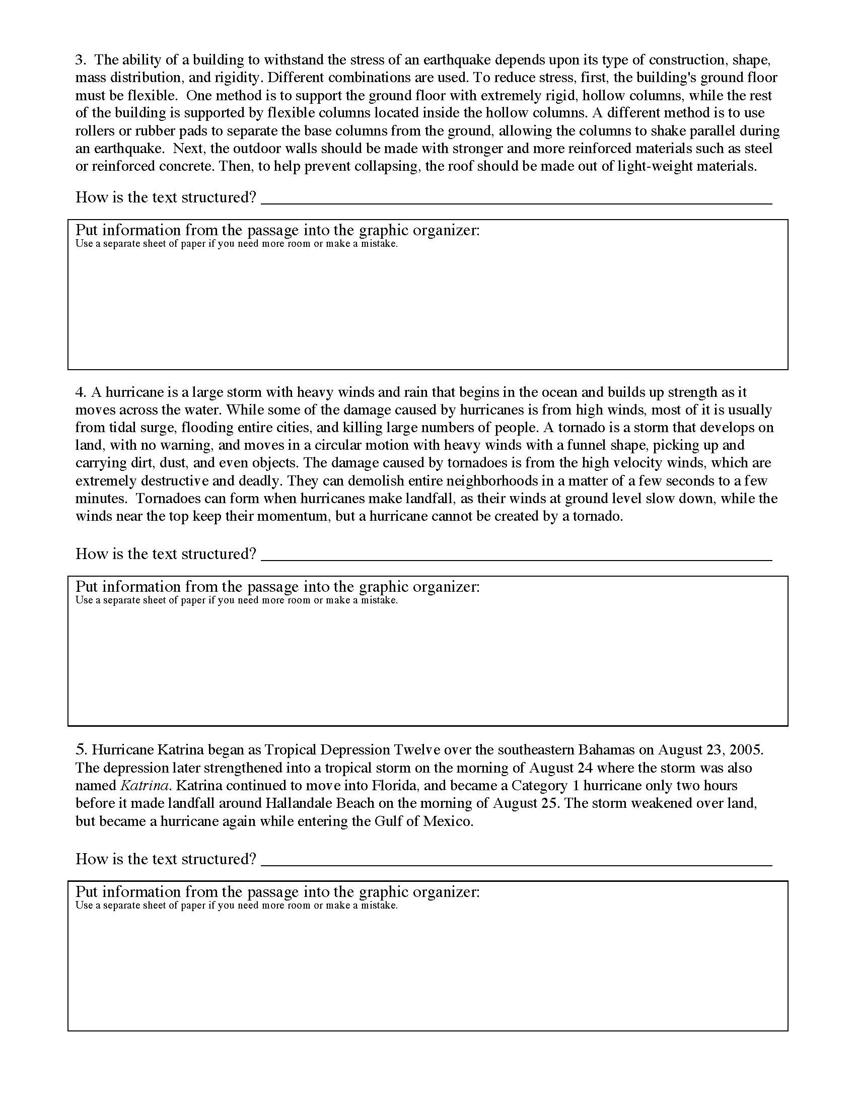 Text Structure Worksheet 11  Preview Regarding Text Structure Worksheet Pdf