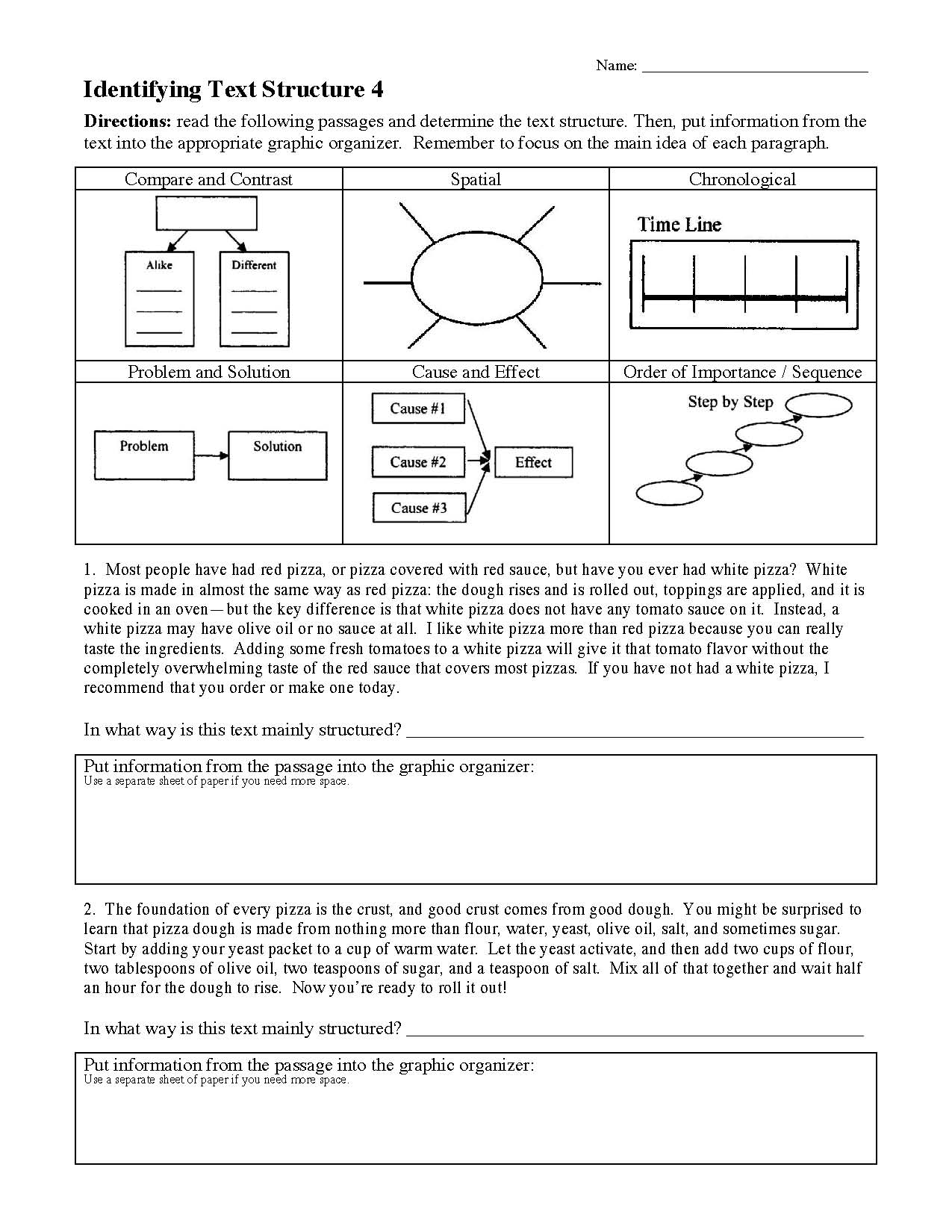 This is a preview image of the Text Structure Worksheet 4.