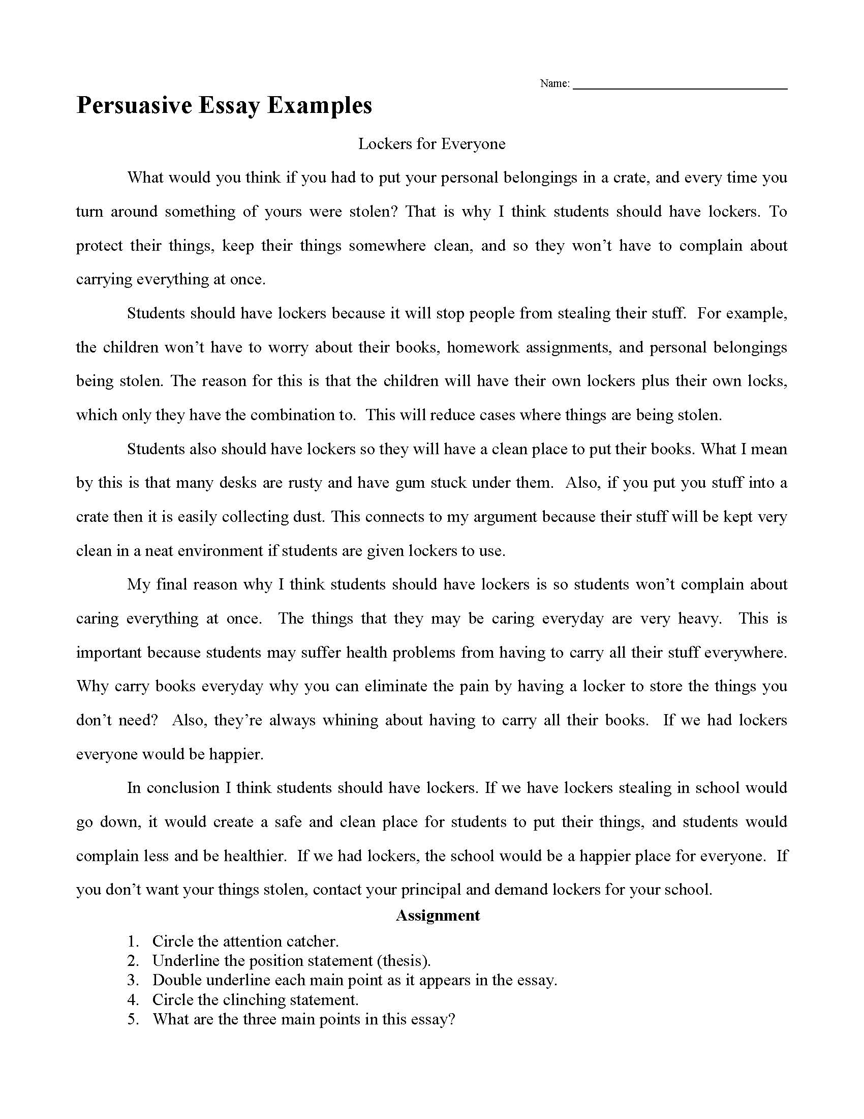 Persuasive Essay Examples Preview